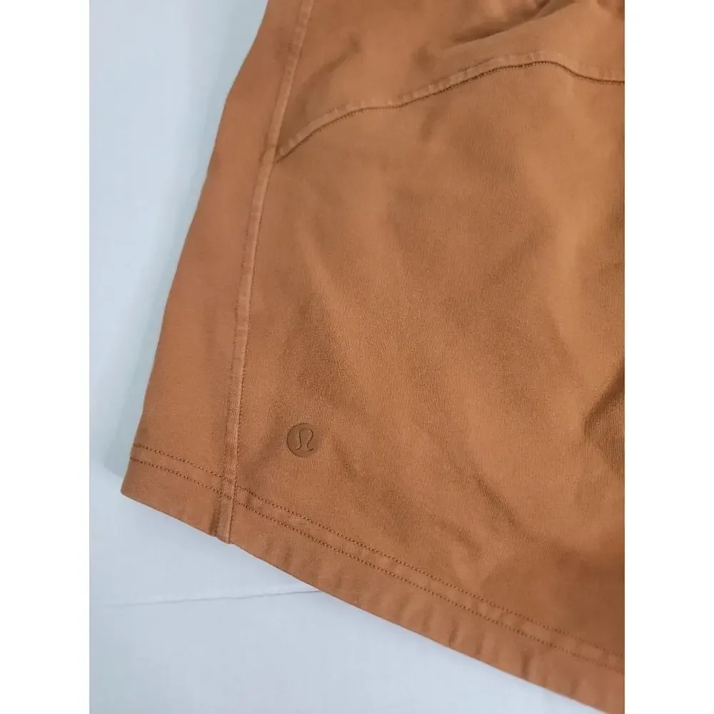 Lululemon Shorts Womens 14 Inner Glow High Rise Cotton Terry Tan Orange W7BDRS